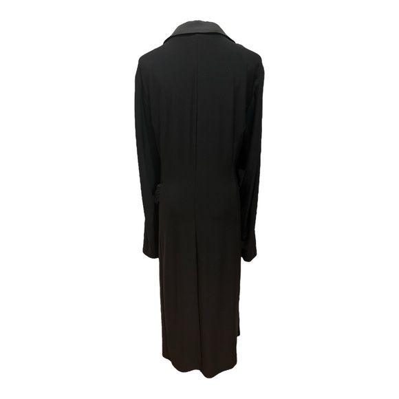 Y2K LAUREN RALPH LAUREN BLACK FRONT RUCHING MIDI DRESS W SATIN COLLAR SZ 20W - Picture 5 of 6